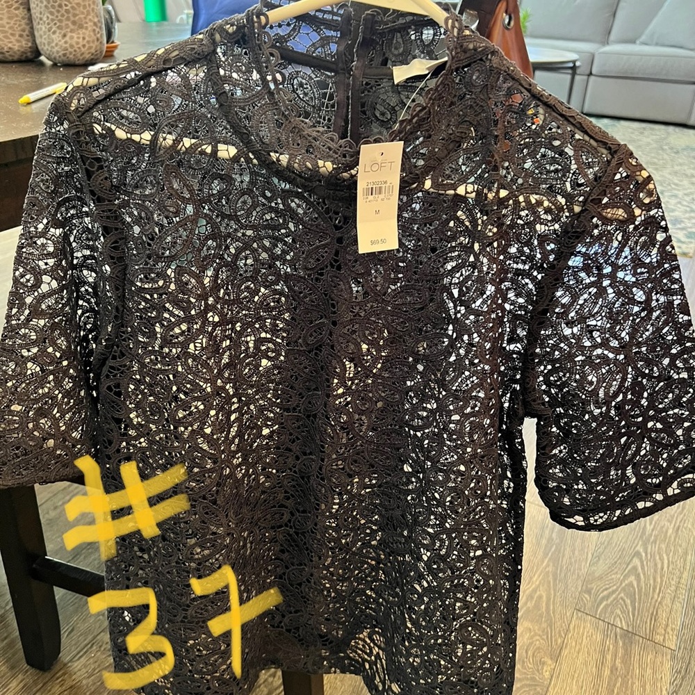 Size M Loft Lace Shirt - Dark Gray NWT
